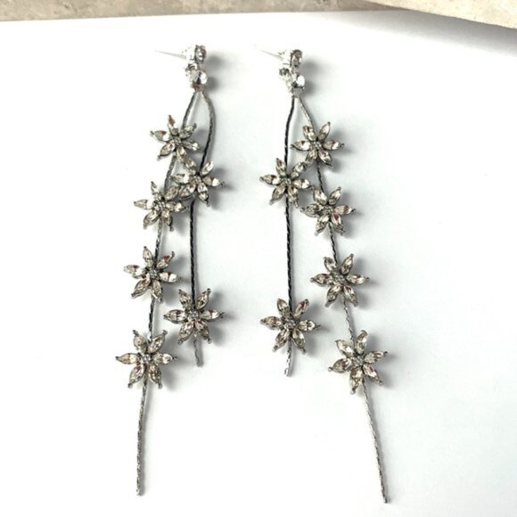 NEW~ Anthropologie SHASHI "Whisper" Long Crystal Tassel Earrings - Picture 6 of 12